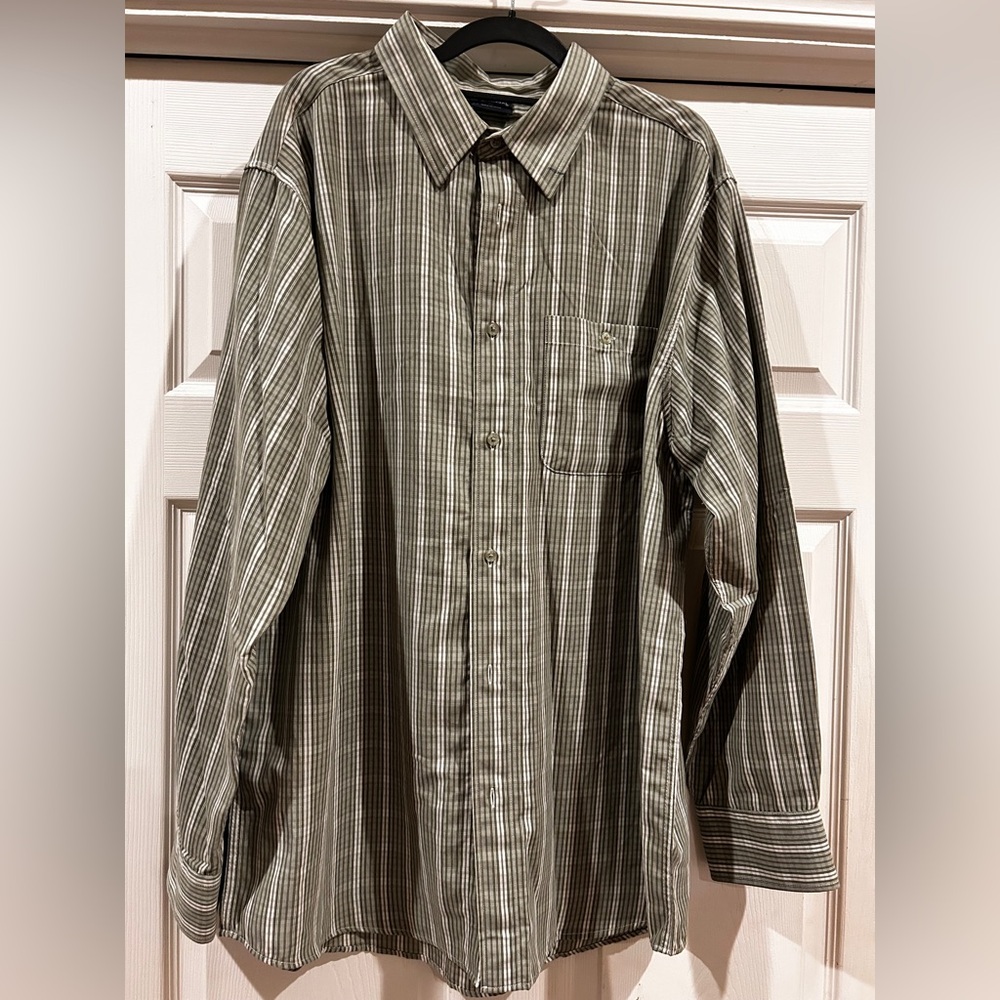 Stafford Men's Grey Striped Shirt